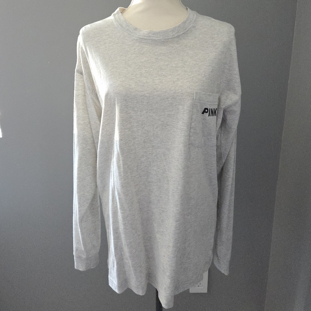NWT PINK Victoria’s Secret Bling Cherry Long Sleeve Tee - Gray - Picture 3 of 7